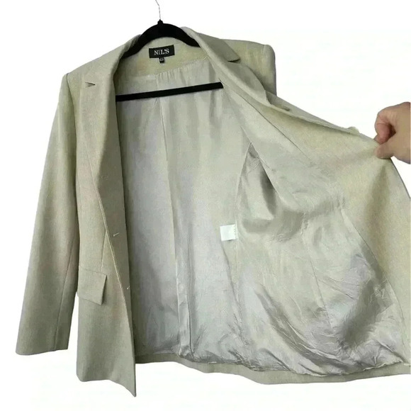 Vintage NIL’S PARIS Beige Tailored Single Breasted Blazer Women’s French Size 40 - Picture 7 of 9